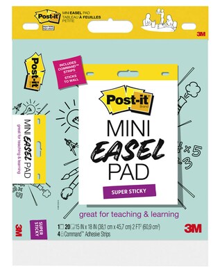 Post-it® Mini Super Sticky Wall Easel Pad, 15" x 18", 20 Sheets/Pad, 6 Pads/Pack (577SS)