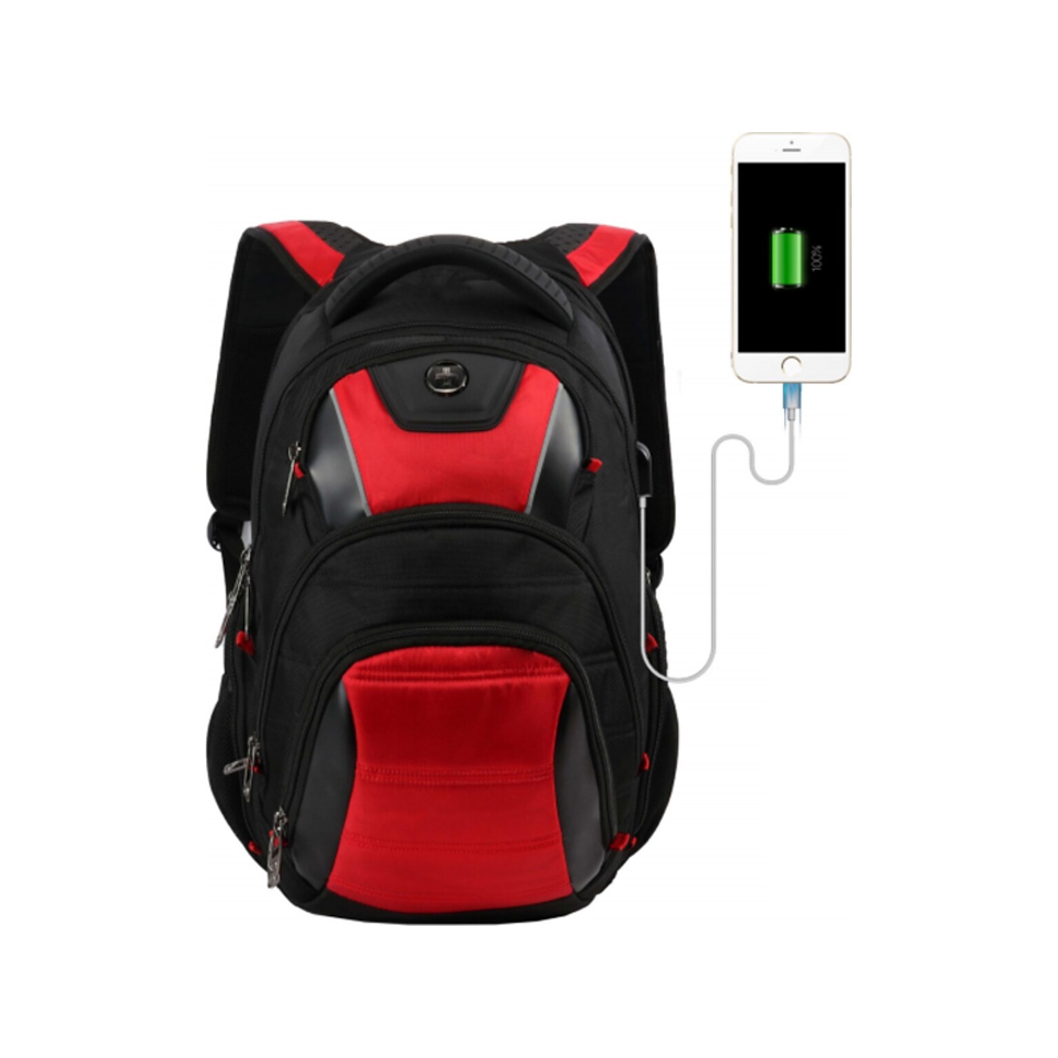 SwissDigital Design Covid-19 Anti-Bacterial Backpack Travel Kit, Black and Red (J14-41)