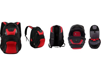 SwissDigital Design Covid-19 Anti-Bacterial Backpack Travel Kit, Black and Red (J14-41)