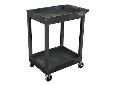 Luxor 2-Shelf Plastic/Poly Mobile Utility Cart with Swivel Wheels, Black (SEC11-B)