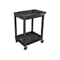 Luxor 2-Shelf Plastic/Poly Mobile Utility Cart with Swivel Wheels, Black (SEC11-B)