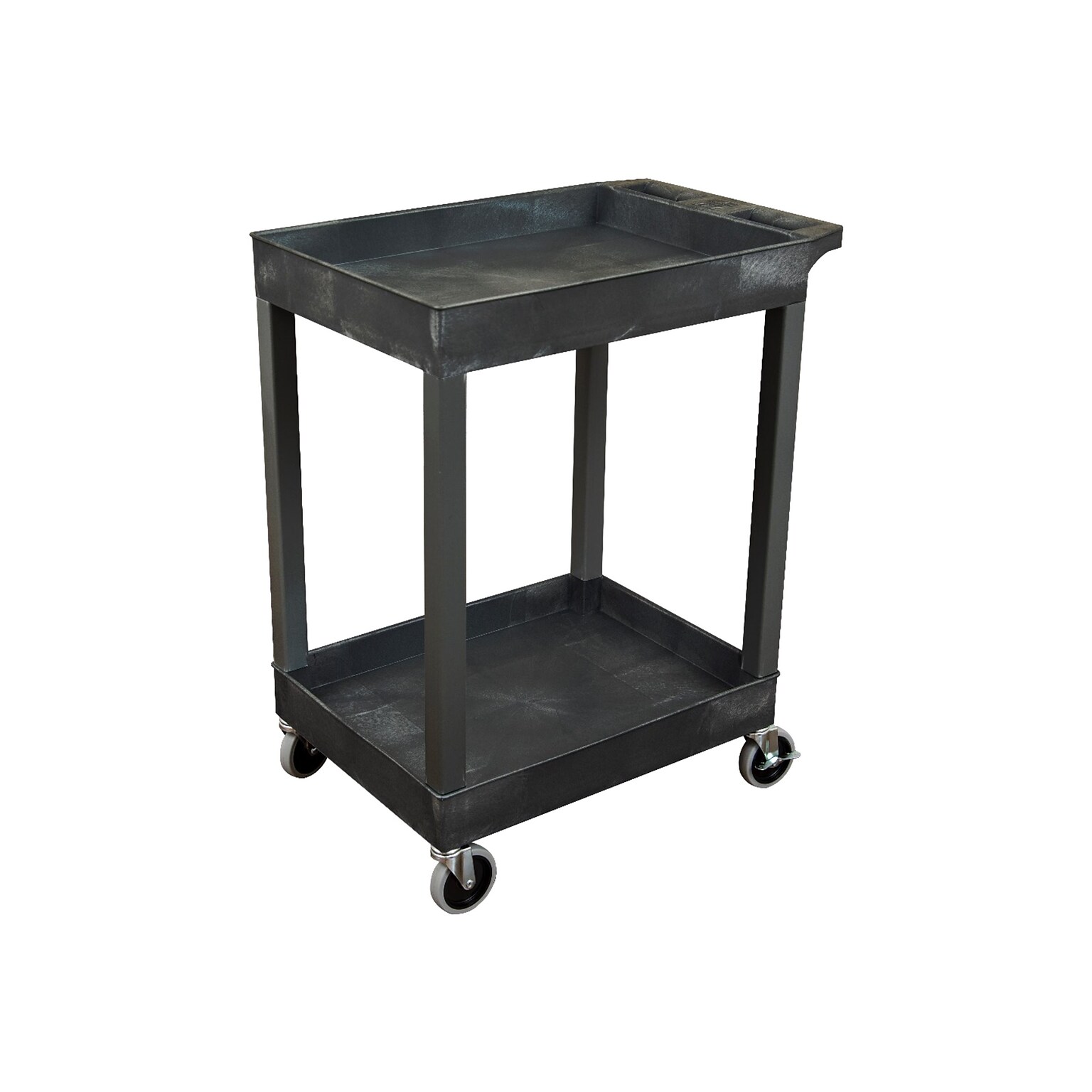 Luxor 2-Shelf Plastic/Poly Mobile Utility Cart with Swivel Wheels, Black (SEC11-B)