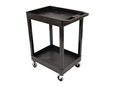 Luxor 2-Shelf Plastic/Poly Mobile Utility Cart with Swivel Wheels, Black (SEC11-B)