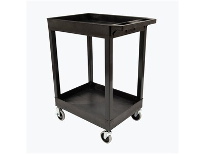 Luxor 2-Shelf Plastic/Poly Mobile Utility Cart with Swivel Wheels, Black (SEC11-B)