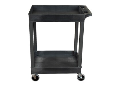 Luxor 2-Shelf Plastic/Poly Mobile Utility Cart with Swivel Wheels, Black (SEC11-B)