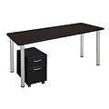 Regency Kee 72 Single Mobile Pedestal Desk- Mocha Walnut/ Chrome (MTSPM7224MWBPCM)