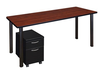 Regency Kee 60 Single Mobile Pedestal Desk- Cherry/ Black (MTSPM6024CHBPBK)