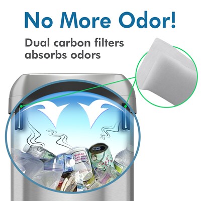 iTouchless Dual-Deodorizer Stainless Steel Trash Can, 16 gal., Brushed Steel (OL16STV)