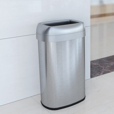 iTouchless Dual-Deodorizer Stainless Steel Trash Can, 16 gal., Brushed Steel (OL16STV)