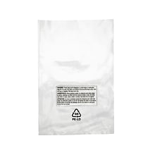 16 x 20 Lip & Tape Reclosable Suffocation Warning Poly Bags, 1.5 Mil, Clear, 500/Carton (16238)