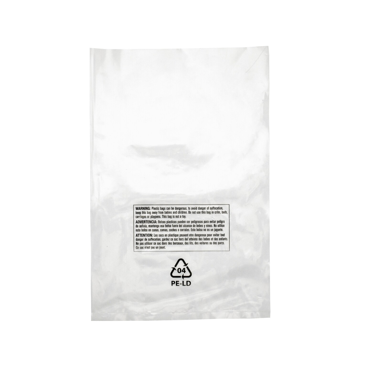 16 x 20 Lip & Tape Reclosable Suffocation Warning Poly Bags, 1.5 Mil, Clear, 500/Carton (PMR162015)