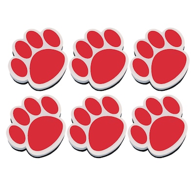 Ashley Dry Erase Magnetic Whiteboard Eraser, Red Paw, Pack of 6 (ASH10003-6)
