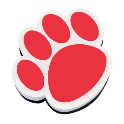 Ashley Dry Erase Magnetic Whiteboard Eraser, Red Paw, Pack of 6 (ASH10003-6)