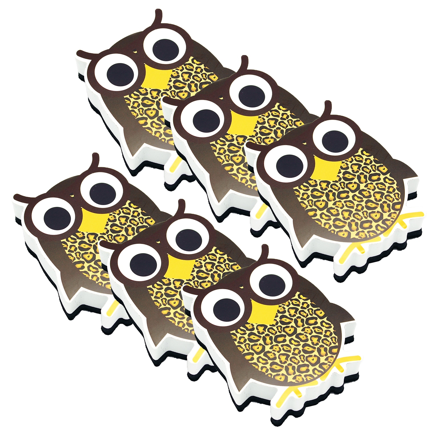 Ashley Productions® Magnetic Whiteboard Eraser, Wise Owl, Pack of 6 (ASH10009-6)