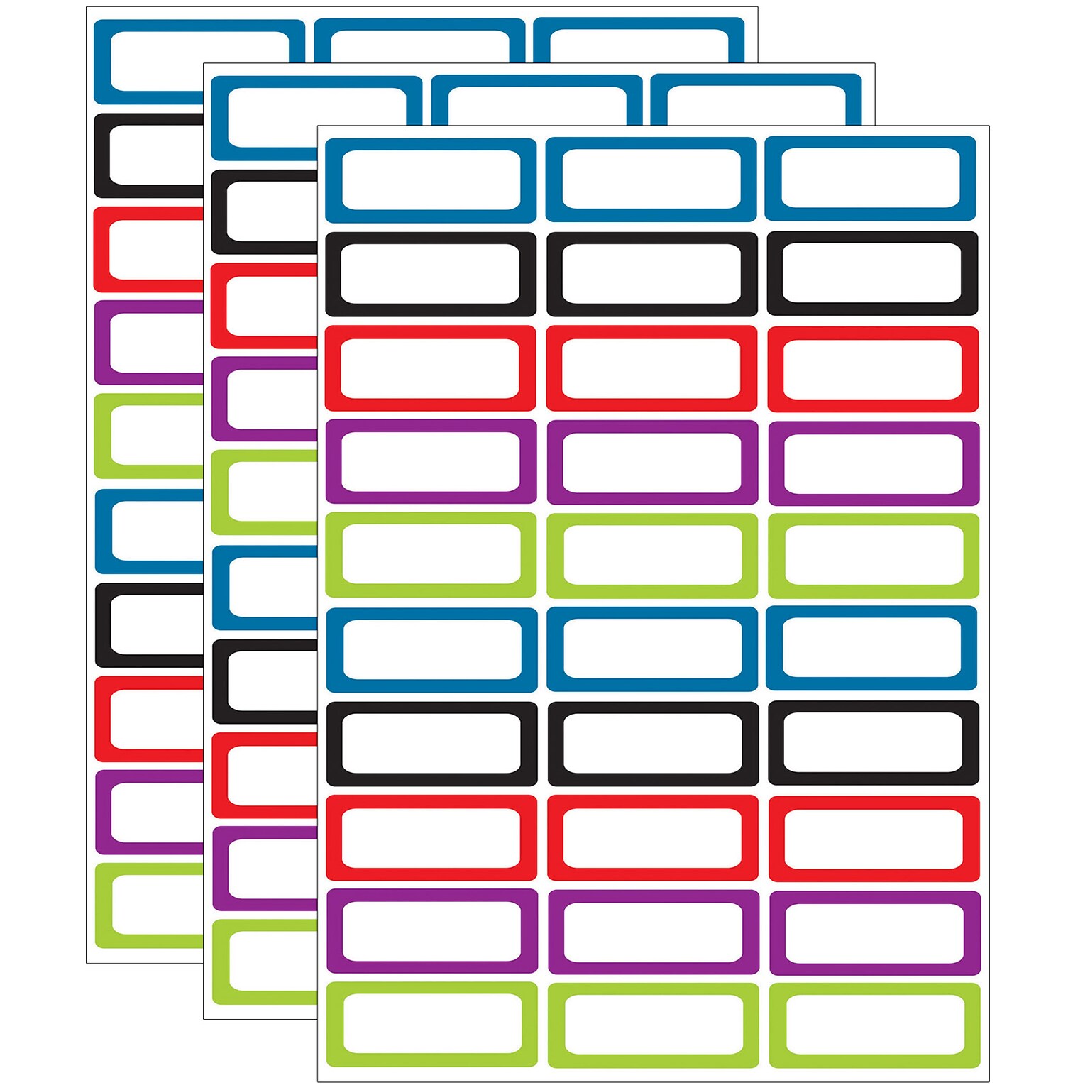 Ashley Productions® Die-Cut Magnetic Foam Assorted Color Labels/Nameplates, 2.5 x 1, 30 Per Pack, 3 Packs (ASH10078-3)