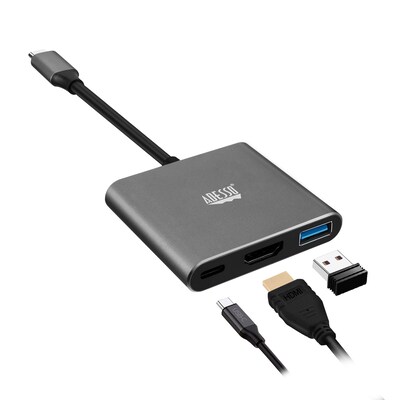 Adesso 3-in-1 USB-C Multiport Docking Station for HDMI, USB 3.0+PD & Thunderbolt 3 Compatible (AUH-4010)