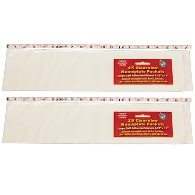 Ashley Productions Clear View Self-Adhesive Large Name Plate Pocket , 4.75 x 19, 25 Per Pack, 2 Pa