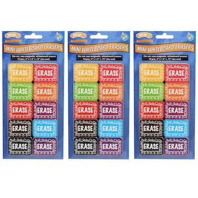Ashley Productions Non-Magnetic Mini Whiteboard Erasers, Chalk Loop, 10 Per Pack, 3 Packs (ASH78002-