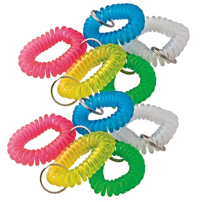 Baumgartens Plastic Wrist Coil Key Chain, Assorted Colors, Pack of 10 (BAUMKC7000-10)