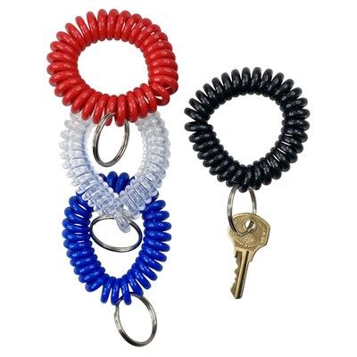 Baumgartens Plastic Wrist Coil Key Chain, Assorted Colors, Pack of 10 (BAUMKC7000-10)