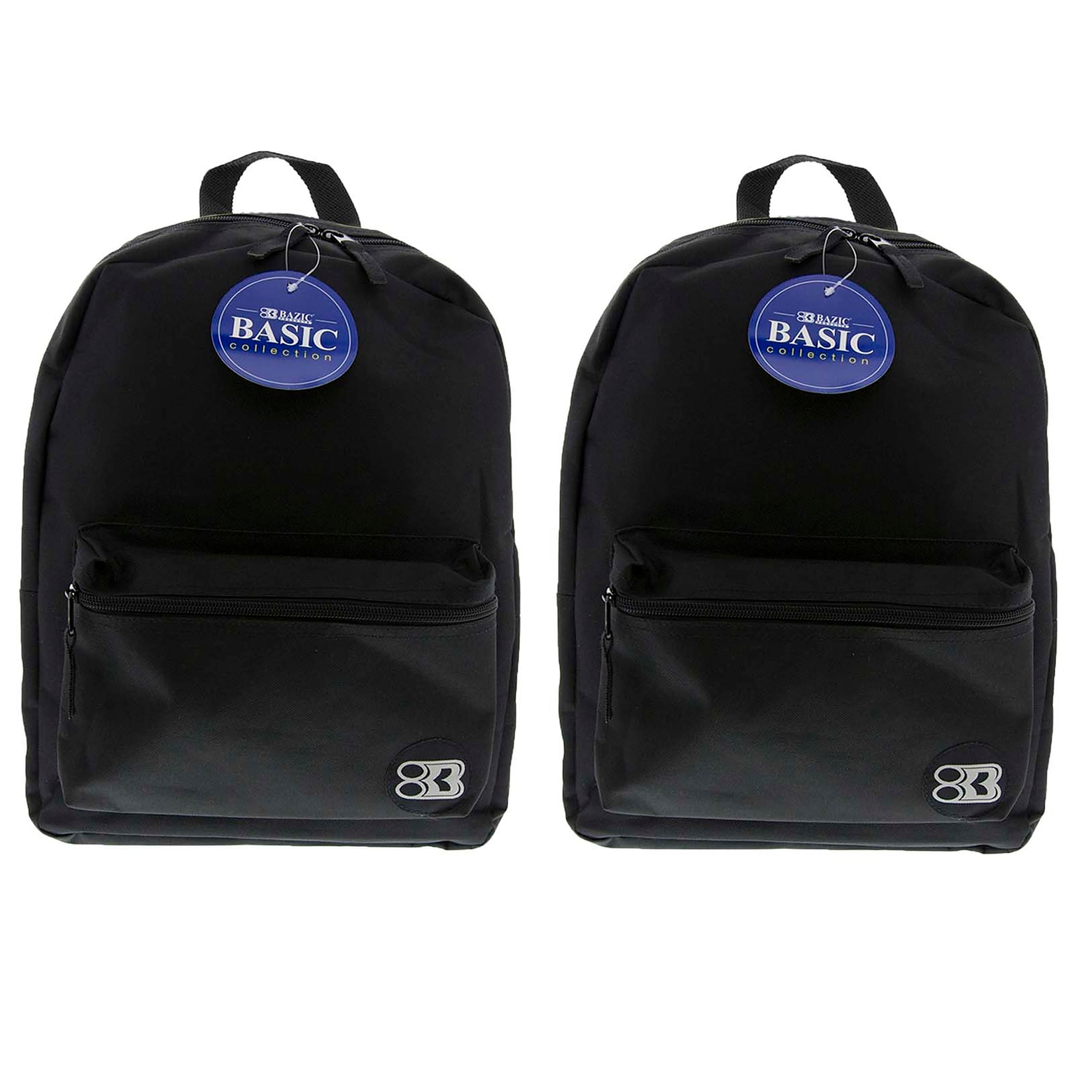 Bazic Basic Backpack, 16, Black, Pack of 2 (BAZ1030-2)