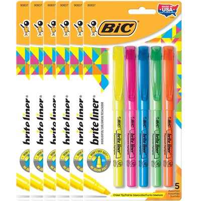 UPC 194629046881 product image for BIC Brite Liner Highlighters, Chisel Tip, Assorted Colors, 5/Pack, 6 Packs (BICB | upcitemdb.com