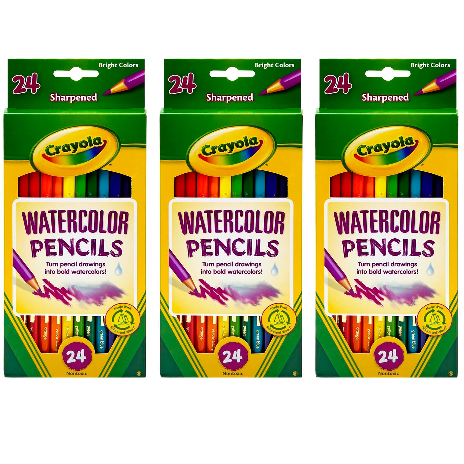 Crayola Watercolor Pencils, 24/Box, 3 Boxes (BIN4304-3)