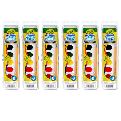 Crayola Semi-Moist Washable Watercolor Set, 8 Colors Per Set, 6 Sets (BIN525-6)