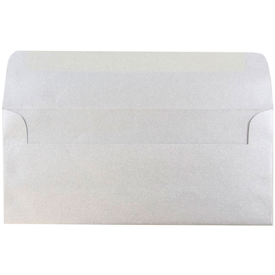 JAM Paper Open End #10 Business Envelope, 4 1/8" x 9 1/2", Metallic Silver, 50/Pack (SD5360 06I)