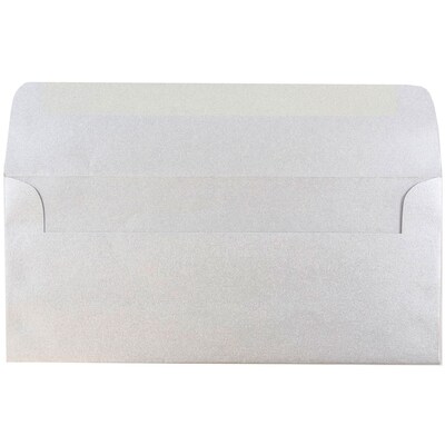 JAM Paper Open End #10 Business Envelope, 4 1/8" x 9 1/2", Metallic Silver, 50/Pack (SD5360 06I)