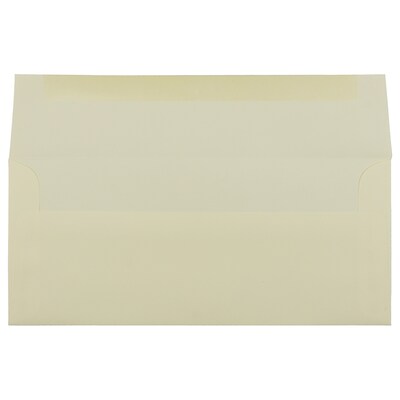 JAM Paper Strathmore Open End #10 Business Envelope, 4 1/8 x 9 1/2, Ivory Wove, 50/Pack (191165I)