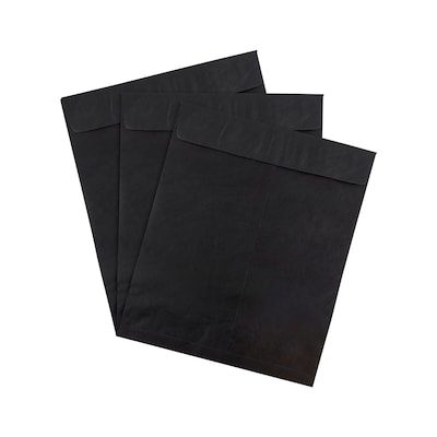 JAM Paper Tyvek Open End Open End Catalog Envelope, 11 1/2" x 14 1/2", Black, 10/Pack (V021386B)