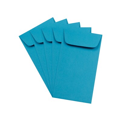 JAM Paper #6 Coin Business Colored Envelopes, 3.375 x 6, Blue Recycled, 100/Pack (356730559B)