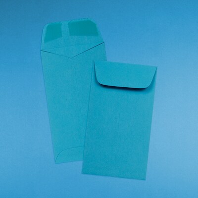 JAM Paper #6 Coin Business Colored Envelopes, 3.375 x 6, Blue Recycled, 100/Pack (356730559B)