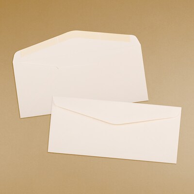 JAM Paper Strathmore Open End #10 Business Envelope, 4 1/8" x 9 1/2", Natural White, 500/Box (191170H)