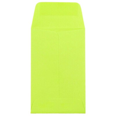 JAM Paper #1 Coin Business Colored Envelopes, 2.25 x 3.5, Ultra Lime Green, 50/Pack (352827826I)