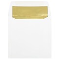 JAM Paper 6 x 6 Square Foil Lined Invitation Envelopes, White with Gold Foil, 50/Pack (3244689i)