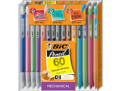 BIC Mechanical Pencils, Assorted Sizes, #2 Lead, 60/Pack (WX7TG026-BLK)