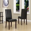Simpli Home Acadian Faux Leather Parson Dining Chair in Midnight Black (WS5113-4-BL), 2/Set