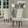 Simpli Home Cosmopolitan Faux Leather Parson Dining Chair in Satin Cream (WS5109-4-CR), 2/Set