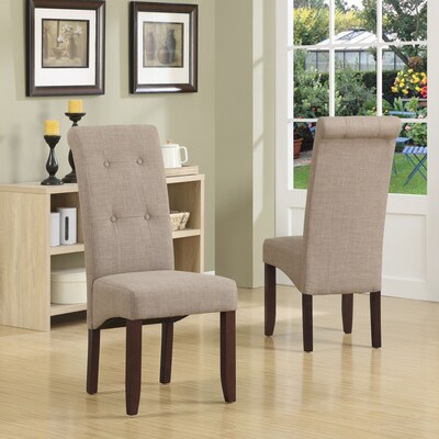 Simpli Home Cosmopolitan Linen Look Parson Dining Chair in Light Mocha (WS5109-4-LML), 2/Set