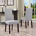 Simpli Home Acadian Linen Look Fabric Parson Dining Chair in Dove Grey (WS5113-4-DGL), 2/Set