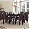 Simpli Home Acadian 9 Piece Dining Set in Tanners Brown Faux Leather (AXCDS9-ACA-BR)