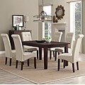 Simpli Home Cosmopolitan 7 Piece Dining Set in Satin Cream Faux Leather (AXCDS7-COS-CR)