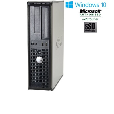 Dell Gx380 Desktop Core 2 Duo E8400 3.0GHz 4GB RAM 128GB Solid State Drive DVD Windows 10 Pro, Refurbished