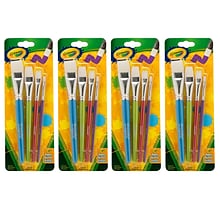 Crayola Big Paintbrush Set, Flat, 4 Per Pack, 4 Packs (BIN053520-4)