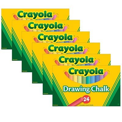 Crayola Drawing Chalk, Assorted Colors, 24 Sticks Per Box, 6 Boxes (BIN510404-6)