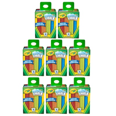 Crayola Washable Sidewalk Chalk, Assorted Colors, 12/Box, 8 Boxes/Bundle (BIN512012-8)