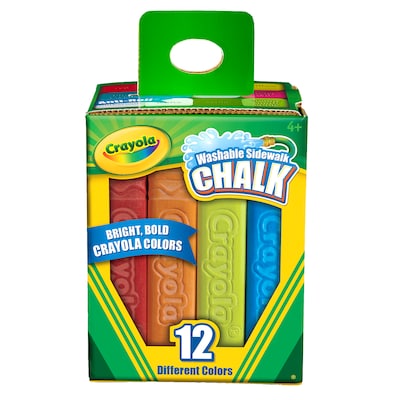 Crayola Washable Sidewalk Chalk, Assorted Colors, 12 Sticks Per Box, 8 Boxes (BIN512012-8)
