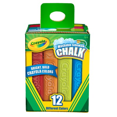 Crayola Washable Sidewalk Chalk, Assorted Colors, 12/Box, 8 Boxes/Bundle (BIN512012-8)